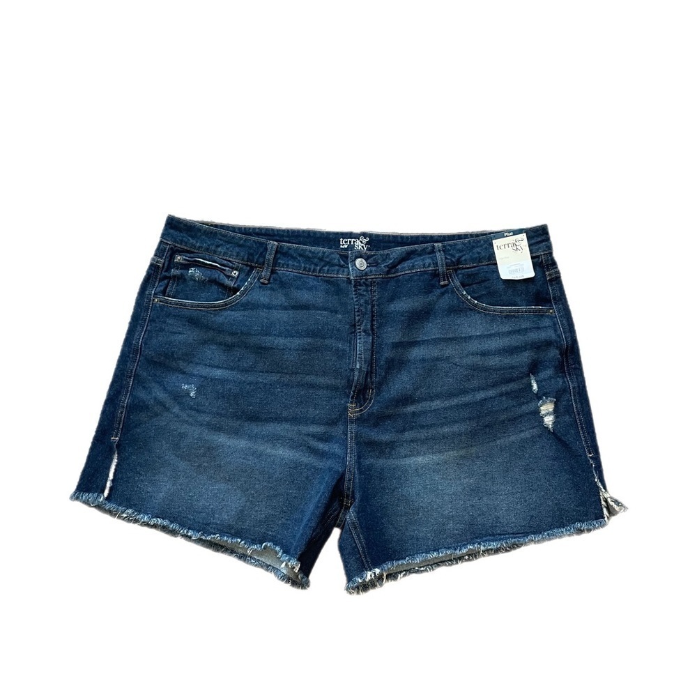 Dark Wash Distressed Denim Shorts Womens Size 24